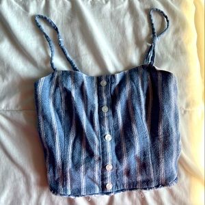 XS Light blue and white stripped tank crop top